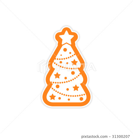 paper sticker on white background Сristmas tree paper sticker on white background Сristmas tree 31300207