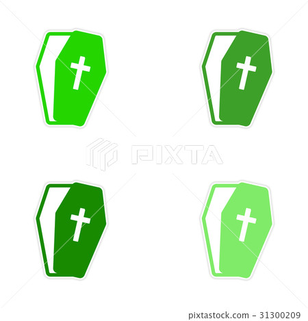 Set stickers bright coffins on white background Set stickers bright coffins on white background 31300209