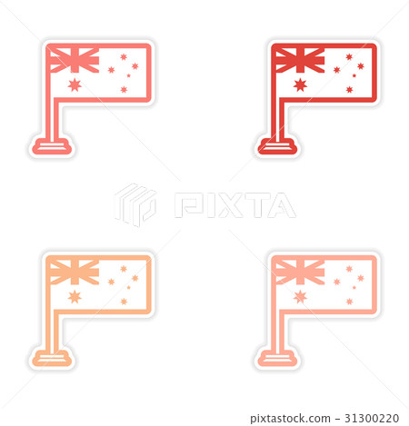 Set of stickers Australian flag on white Set of stickers Australian flag on white 31300220