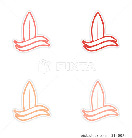 Set of stickers surfboard on white background 31300221