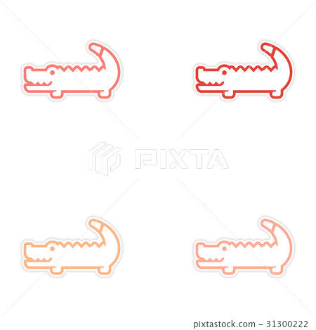 Set of stickers Australian crocodile on white 31300222