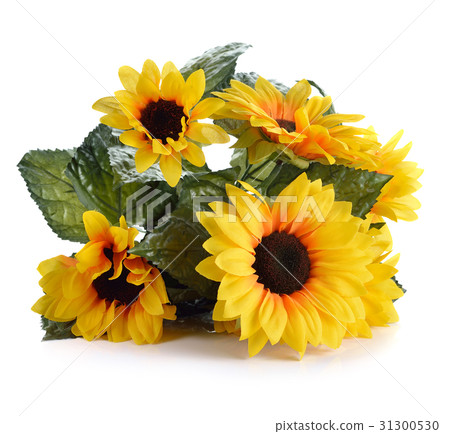 Artificial sunflowers isolated on white 31300530