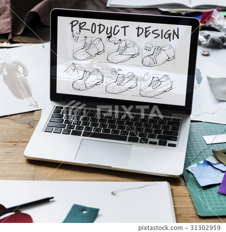 Shoe production procedure sketch drawing 31302959