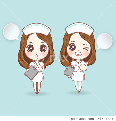 Cartoon nurse in white dress cute. have a smile Cartoon nurse in white dress cute. have a smile 31304283