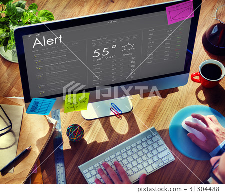 Man checking appointment on personal organizer schedule 31304488