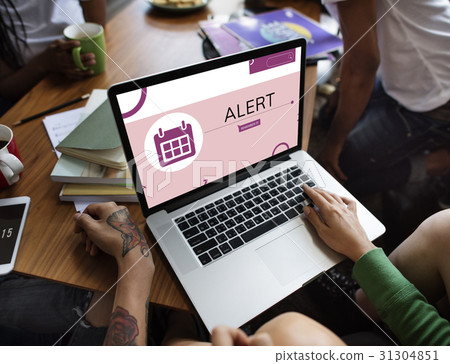 Illustration of personal organizer reminder calendar on laptop 31304851