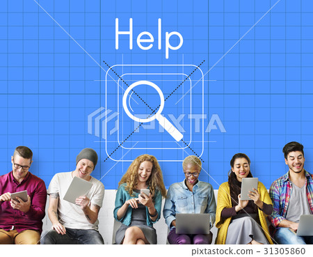 Job search magnifier glass symbol 31305860