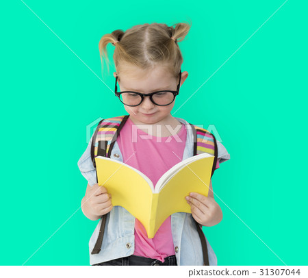 Little Girl Reading Textbook Education Knowledge Little Girl Reading Textbook Education Knowledge 31307044