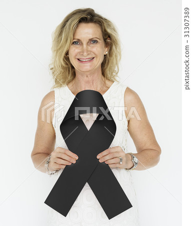 Woman With Ribbon Breast Cancer Awareness Concept Woman With Ribbon Breast Cancer Awareness Concept 31307389