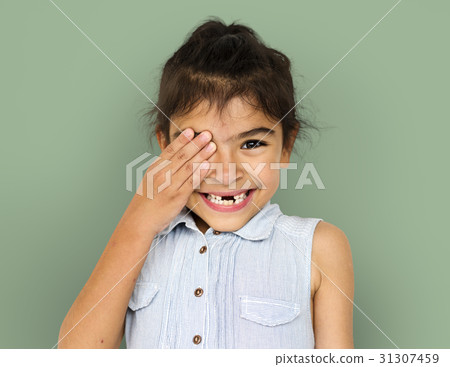 Little Girl with Smiling Face Expression Studio Portrait Little Girl with Smiling Face Expression Studio Portrait 31307459