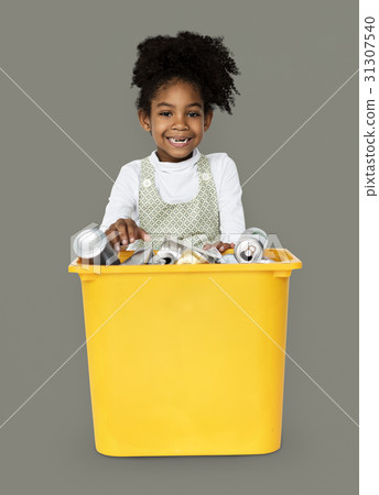 African Descent Girl holding Plastic Container 31307540