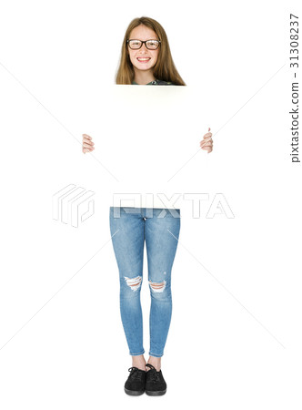 Person Standing and Holding empty Placard 31308237