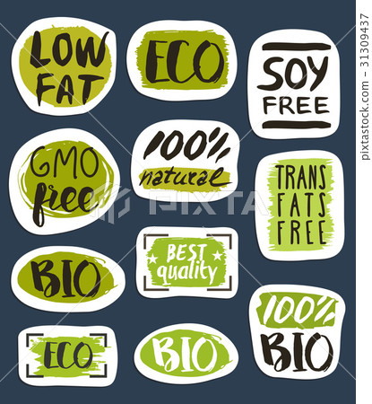 Organic food hand drawn labels set - Stock Illustration [31309437] - PIXTA