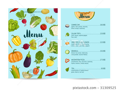 图库插图 vegan cafe food menu design