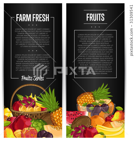 Fresh organic fruit vector flyers set 31309541