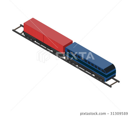 Railway cargo wagon isometric icon Railway cargo wagon isometric icon 31309589