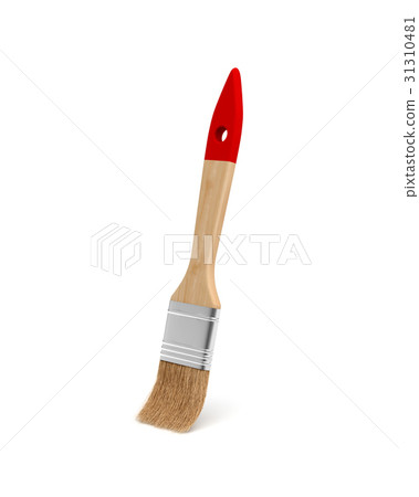 3d rendering of a new wooden paint brush with a 3d rendering of a new wooden paint brush with a 31310481