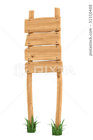 3d rendering of a wooden post with four square 31310488