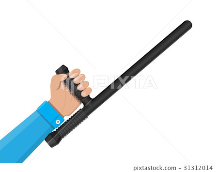 Police baton or nightstick. Rubber truncheon 31312014