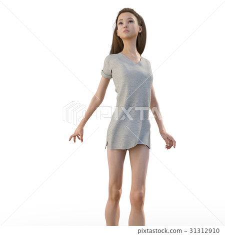 有美好的腿的一名婦女擺在perming3DCG例證材料 31312910