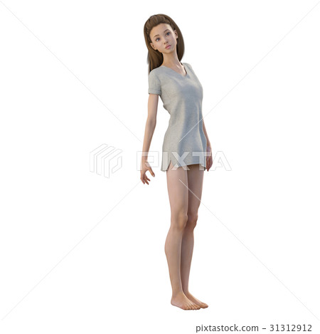 有美好的腿的一名婦女擺在perming3DCG例證材料 有美好的腿的一名婦女擺在perming3DCG例證材料 31312912