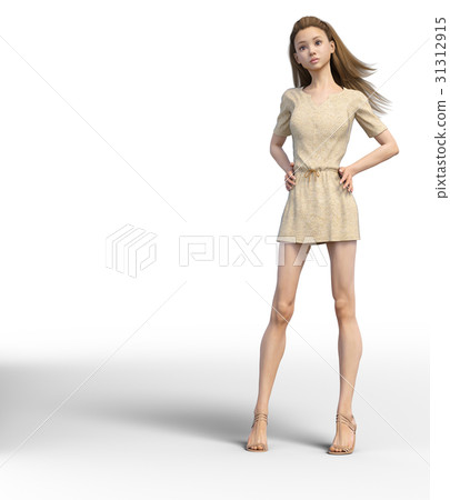 有美好的腿的一名婦女擺在perming3DCG例證材料 有美好的腿的一名婦女擺在perming3DCG例證材料 31312915