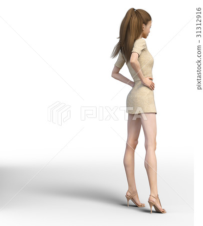 有美好的腿的一名婦女擺在perming3DCG例證材料 有美好的腿的一名婦女擺在perming3DCG例證材料 31312916