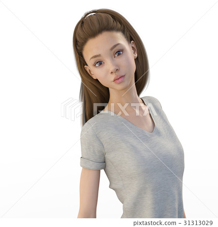 Beautiful lady bust-up perming3DCG illustrations material 31313029