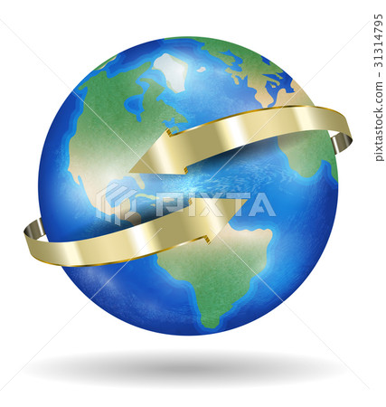 real world earth planet with golden arrow  31314795
