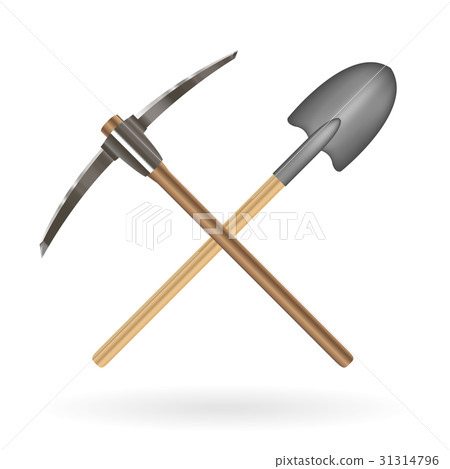 cross shovel and pickaxe logo on a white backgroun cross shovel and pickaxe logo on a white backgroun 31314796
