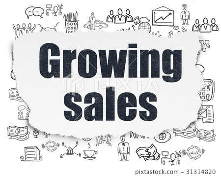 Business concept: Growing Sales on Torn Paper Business concept: Growing Sales on Torn Paper 31314820