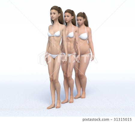 Diet image Before after After perming3dCG illustration material Diet image Before after After perming3dCG illustration material 31315015