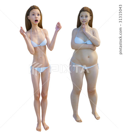 Diet image Before after After perming3dCG illustration material 31315043