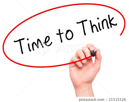 Man Hand writing Time to Think with black marker  31315526