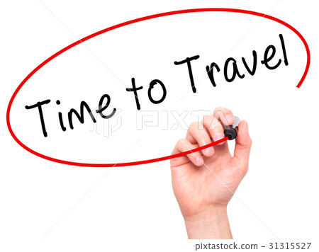 Man Hand writing Time to Travel with black marker 31315527