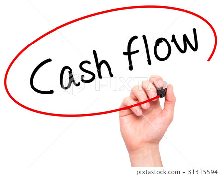 Man Hand writing Cash flow with black marker Man Hand writing Cash flow with black marker 31315594