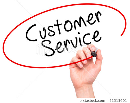 Man Hand writing Customer service with marker Man Hand writing Customer service with marker 31315601