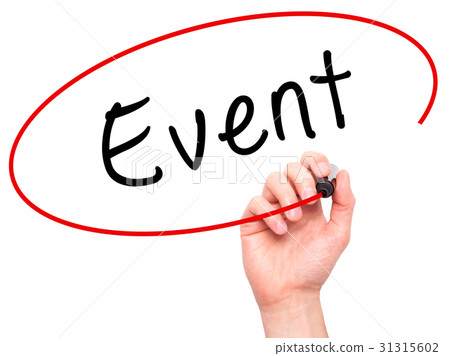Man Hand writing Event with black marker  31315602