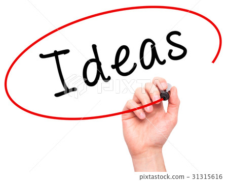 Man Hand writing Ideas with black marker 31315616