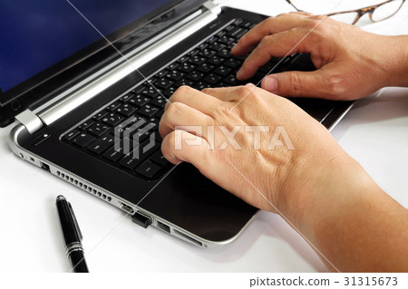 Notebook with the use on white background. 31315673