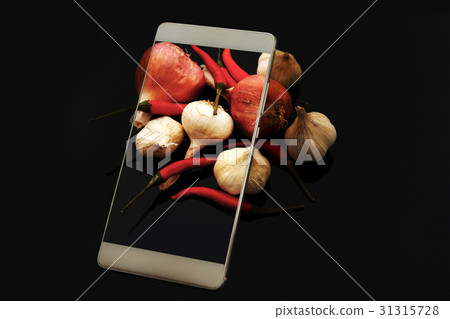 Chili, garlic, shallots With mobile technology Chili, garlic, shallots With mobile technology 31315728