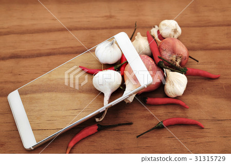 Chili, garlic, shallots With mobile technology 31315729