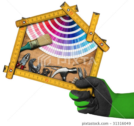 Home Improvement Concept - Work Tools and House Home Improvement Concept - Work Tools and House 31316049