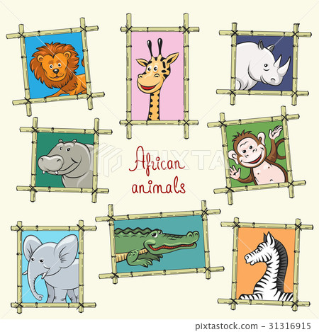 African animals in a wooden frames 31316915