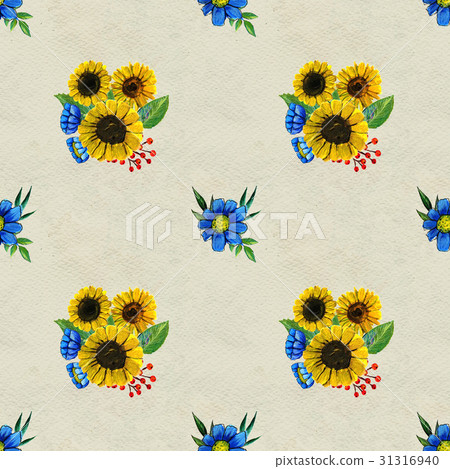 Seamless pattern with sunflowers and wildflowers Seamless pattern with sunflowers and wildflowers 31316940