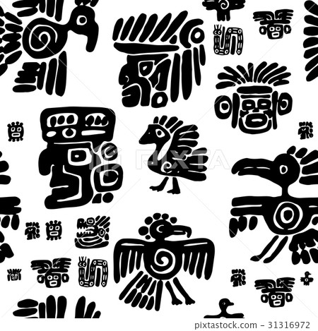 Seamless maya pattern. Black and white ethnic Seamless maya pattern. Black and white ethnic 31316972