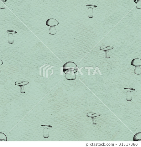 Hand drawn seamless pattern with mushrooms. Hand drawn seamless pattern with mushrooms. 31317360