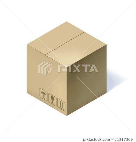 Isometric cardboard box isolated on white. Isometric cardboard box isolated on white. 31317369