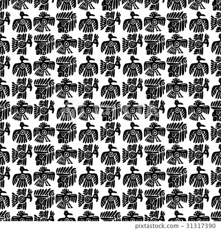 Seamless maya pattern. Black and white ethnic Seamless maya pattern. Black and white ethnic 31317390