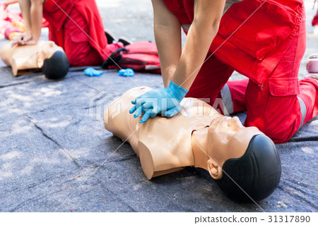 CPR. First aid training concept. Cardiac massage. 31317890